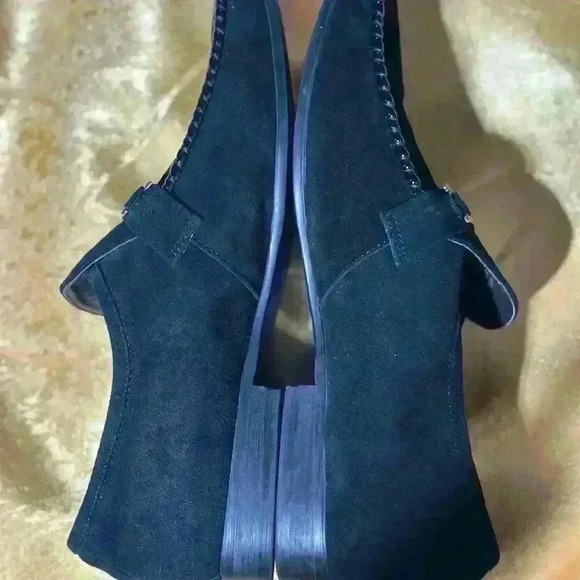 Zota Unique Men's Size 8 Suede Dress Shoes Black Slip-ons Preowned - Picture 6 of 11